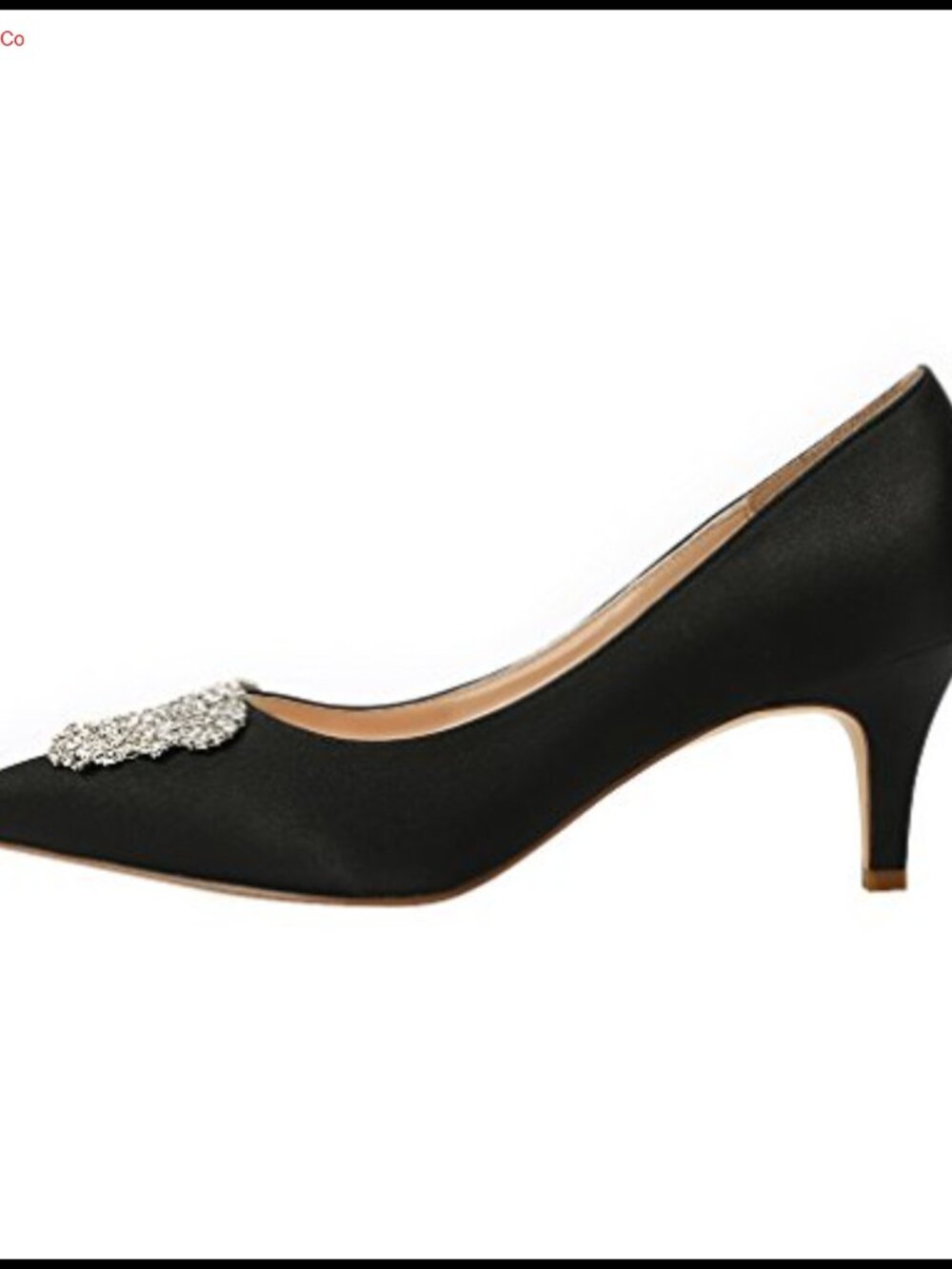 ERIJUNOR Women's Pointed Toe Low Heel Rhinestone Brooch Satin Pump Wedding Shoes - Picture 4 of 4